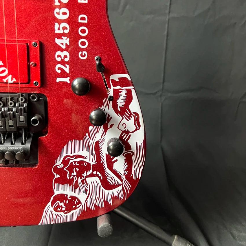 Kirk Hammett Ouija Red Electric Guitar - Solid Body, Black Hardware, Ouija Pattern - Premium Electric Guitar from Lizard Vigilante - Just $495.99! Shop now at Lizard Vigilante