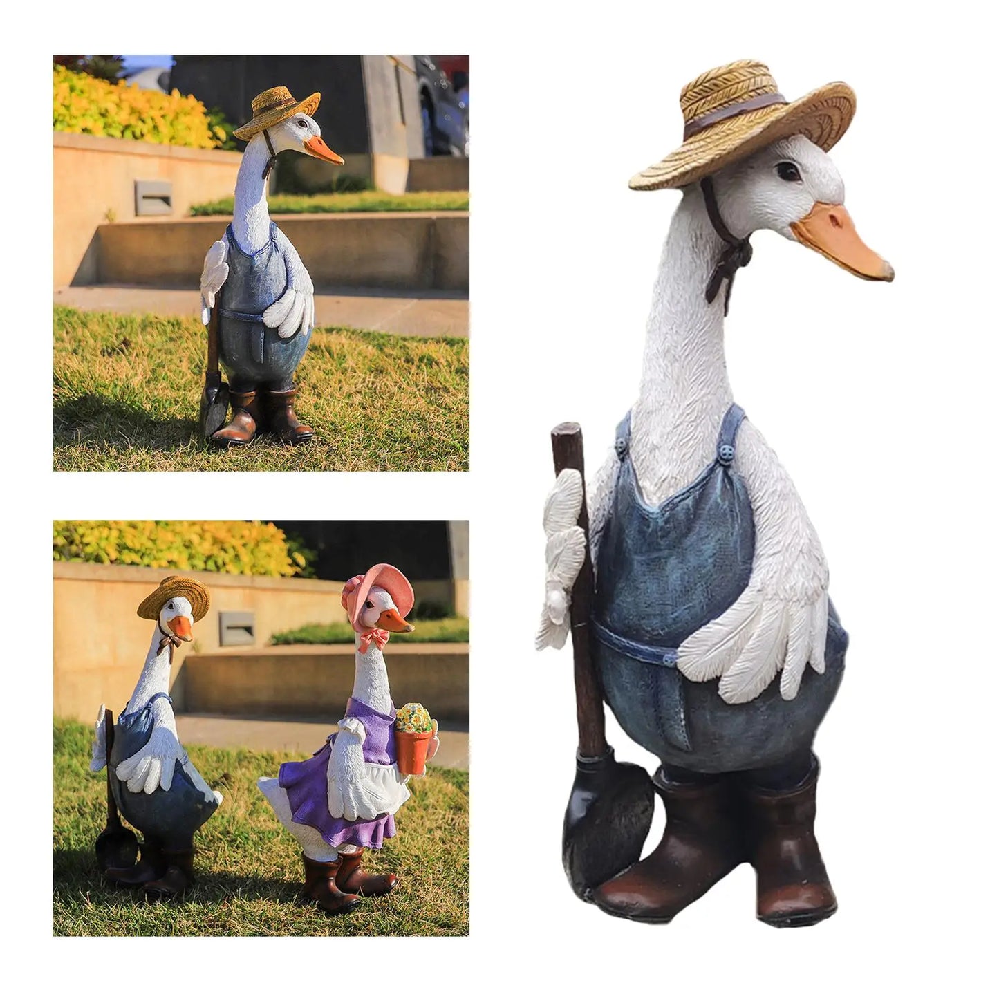 Resin Duck Garden Statue Sculpture Figurine Ornament Courtyard Decorative