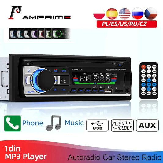 AMPrime Bluetooth Autoradio Car Stereo Radio FM Aux Input Receiver SD USB 12V In-dash 1 din Car MP3 Multimedia Player BT Music - Premium  from Lizard Vigilante - Just $30.99! Shop now at Lizard Vigilante