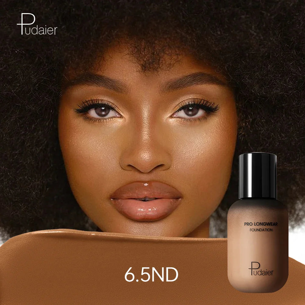 Pudaier Long-Lasting Natural Foundation - Brown Small Bottle, Matte Finish, Non-Sticky, Creamy Texture, Suitable for All Skin Ty