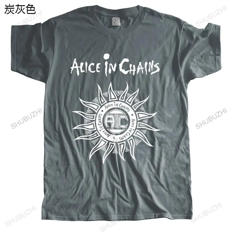 Alice in Chains Sun Logo Cotton T-shirt - Classic Men's Round Neck Casual Tee for Every Day - Premium T-shirt from Lizard Vigilante - Just $25.88! Shop now at Lizard Vigilante