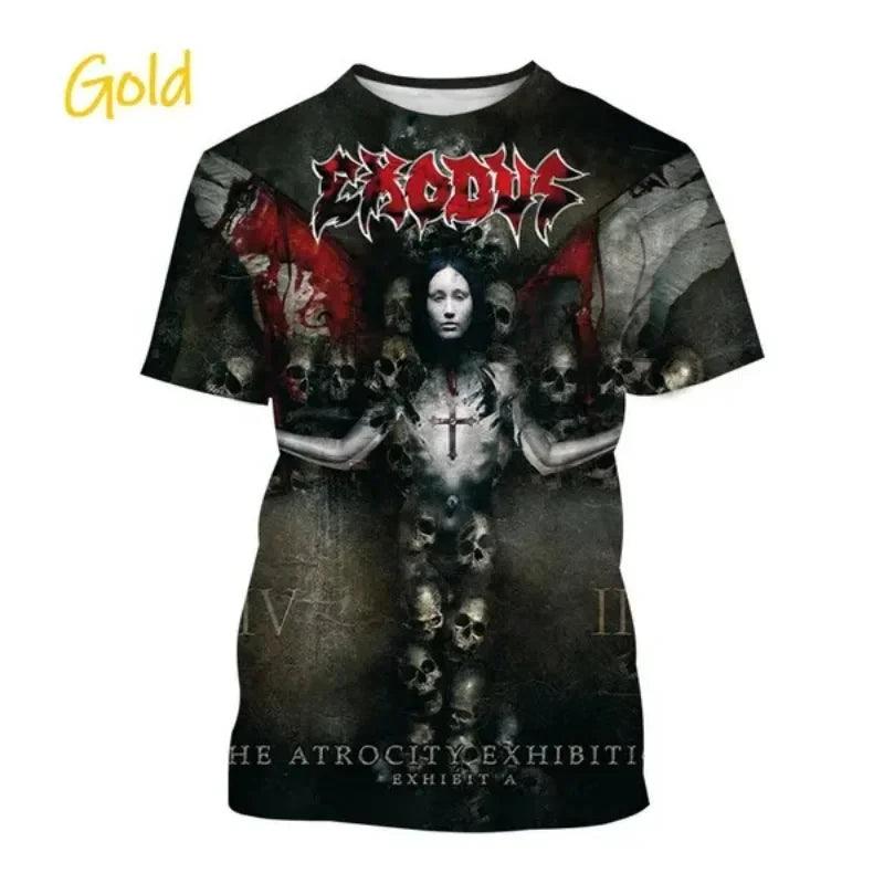 Metal Rock Exodus Band 3D Print O-Neck Tshirt Men Fashion Tees Casual Short Sleeve Oversized  Y2K Harajuku Unisex Clothing - Premium T-Shirt from Lizard Vigilante - Just $23.99! Shop now at Lizard Vigilante