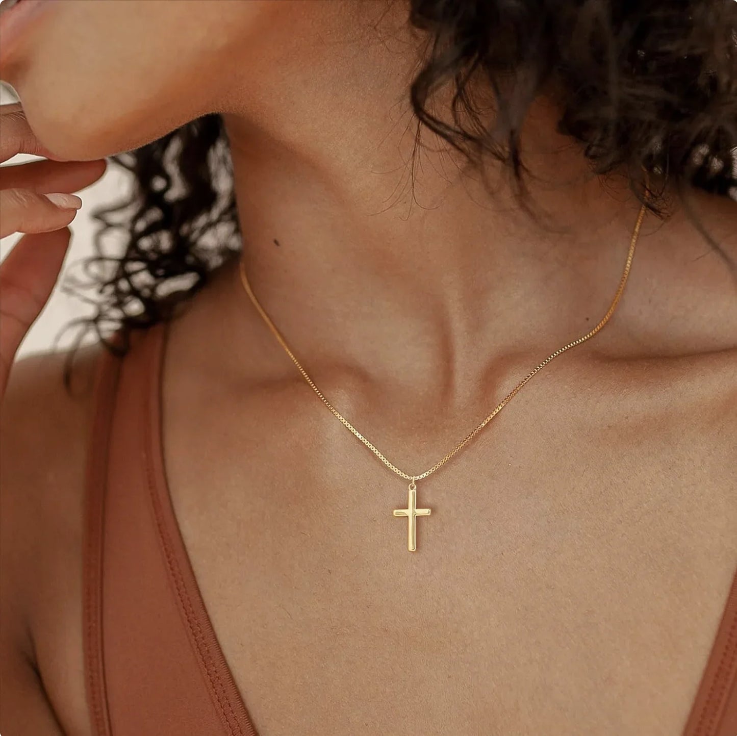 Women's cross necklace 14K gold-plated exquisite small cross pendant necklace - Premium  from Lizard Vigilante - Just $4.99! Shop now at Lizard Vigilante