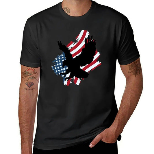 Eagle Distressed USA Flag T-Shirt Boys Animal Print Fashion Mens Clothing - Lizard Vigilante