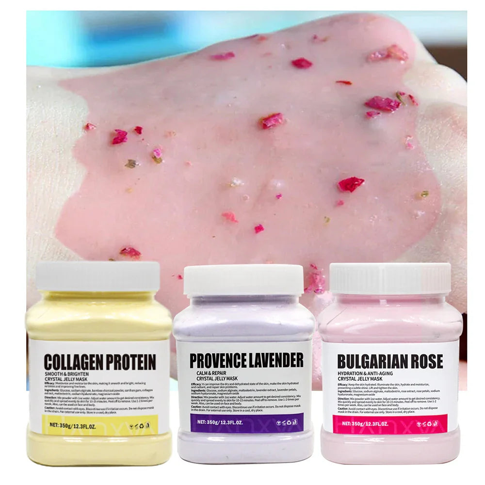 350g Jelly Mask Powder Rose Lavender Crystal Mask Collagen Face Mask Skin Moisturizing Powder Mask Facial Mask DIY Skin Care