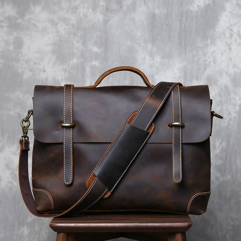 Vintage Leather Messenger Bag - Timeless Style and Durability - Premium messenger bag from Lizard Vigilante - Just $138.88! Shop now at Lizard Vigilante