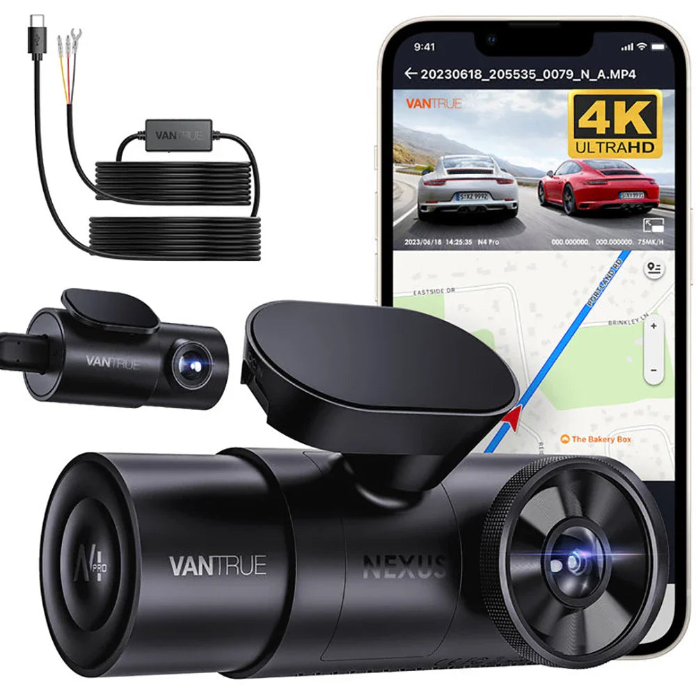 Vantrue N4Pro Dashcam 4K Wi-Fi 3-Channel Dashcam Voice Control IMX678 Night Vision HDR GPS Cam 24h Packing Mode Camera for Car