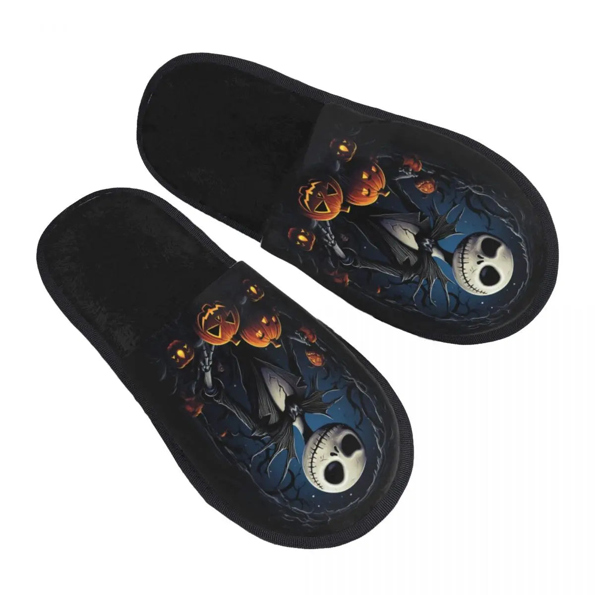 Jack Skellington Memory Foam Slippers – Warm & Fluffy Indoor/Outdoor Halloween Nightmare Shoes - Premium slippers from Lizard Vigilante - Just $23.88! Shop now at Lizard Vigilante