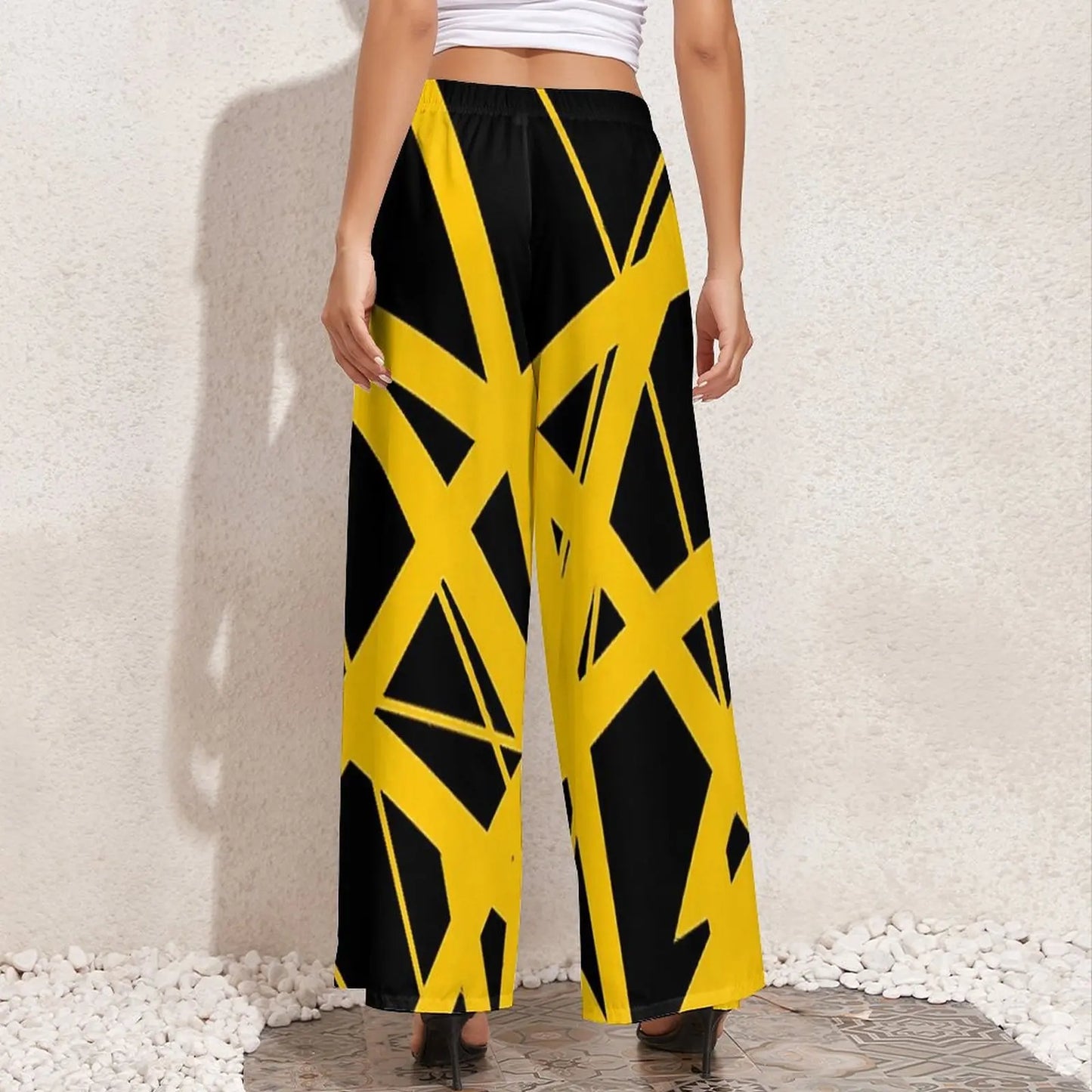 Vintage Van Halen Women's Wide Leg Casual Trousers – High Waist Street Fashion Gift - Premium pants from Lizard Vigilante - Just $45.88! Shop now at Lizard Vigilante