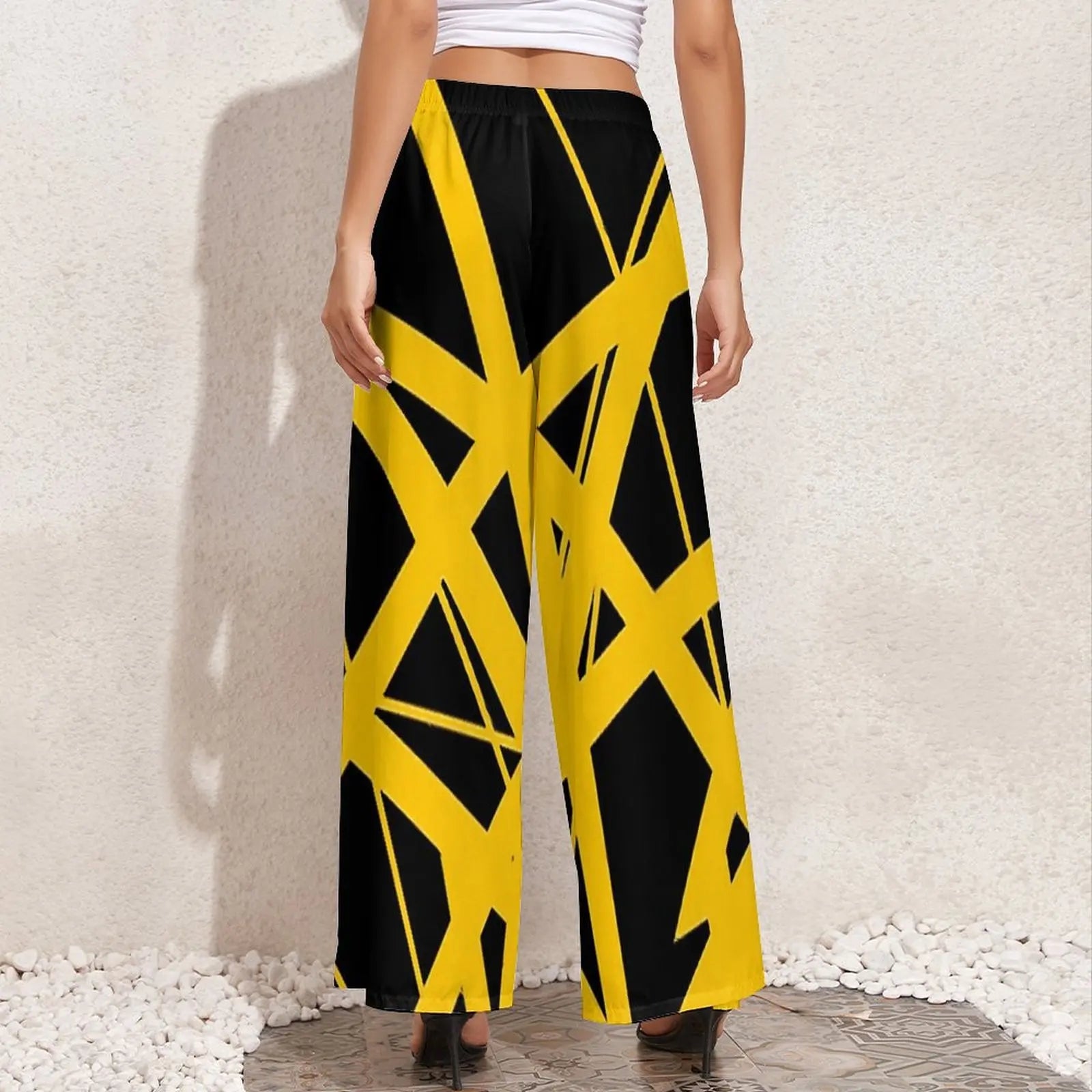 Vintage Van Halen Women's Wide Leg Casual Trousers – High Waist Street Fashion Gift - Premium pants from Lizard Vigilante - Just $45.88! Shop now at Lizard Vigilante