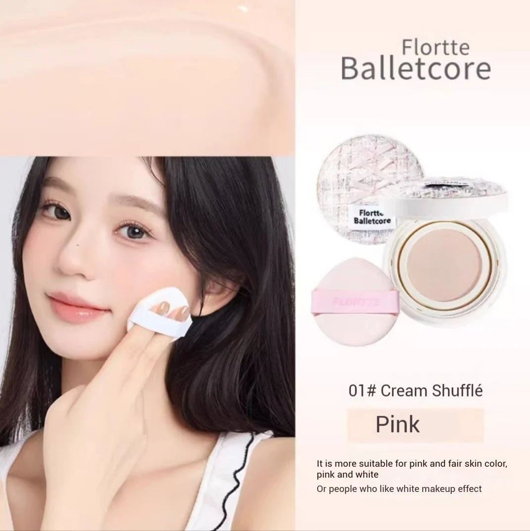FLORTTE Air Cushion Concealer Coverage Moisturizing Long-Lasting Foundation Base Makeup Cream for Dry Skin Oil Control