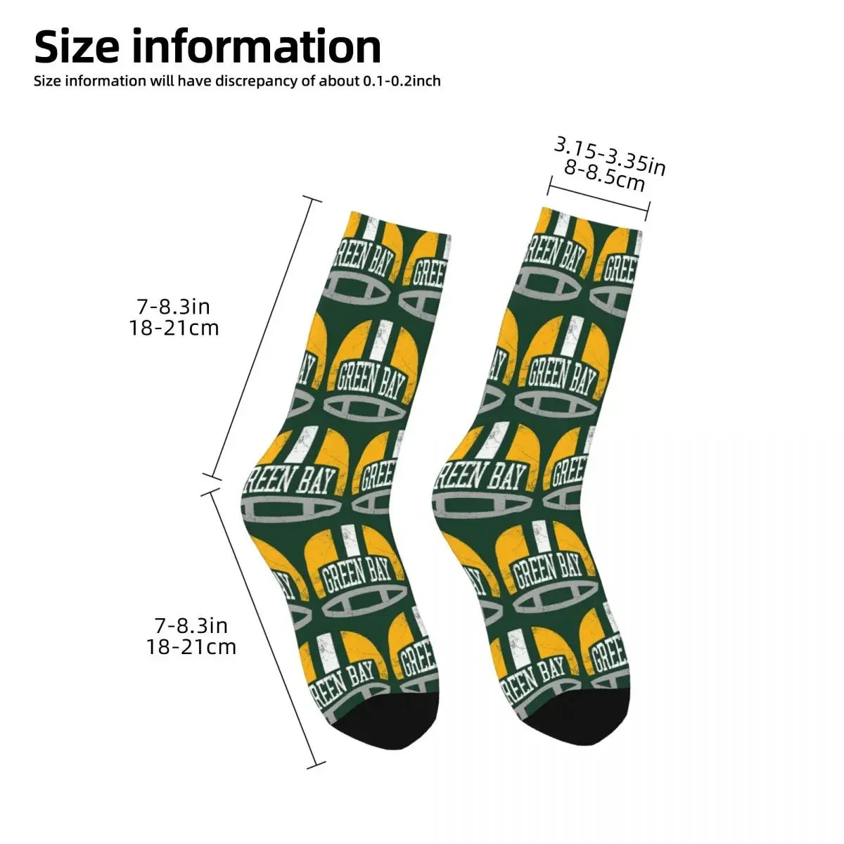 Green Bay Retro Helmet Socks: A Unique and Stylish Statement - Premium socks from Lizard Vigilante - Just $17.99! Shop now at Lizard Vigilante