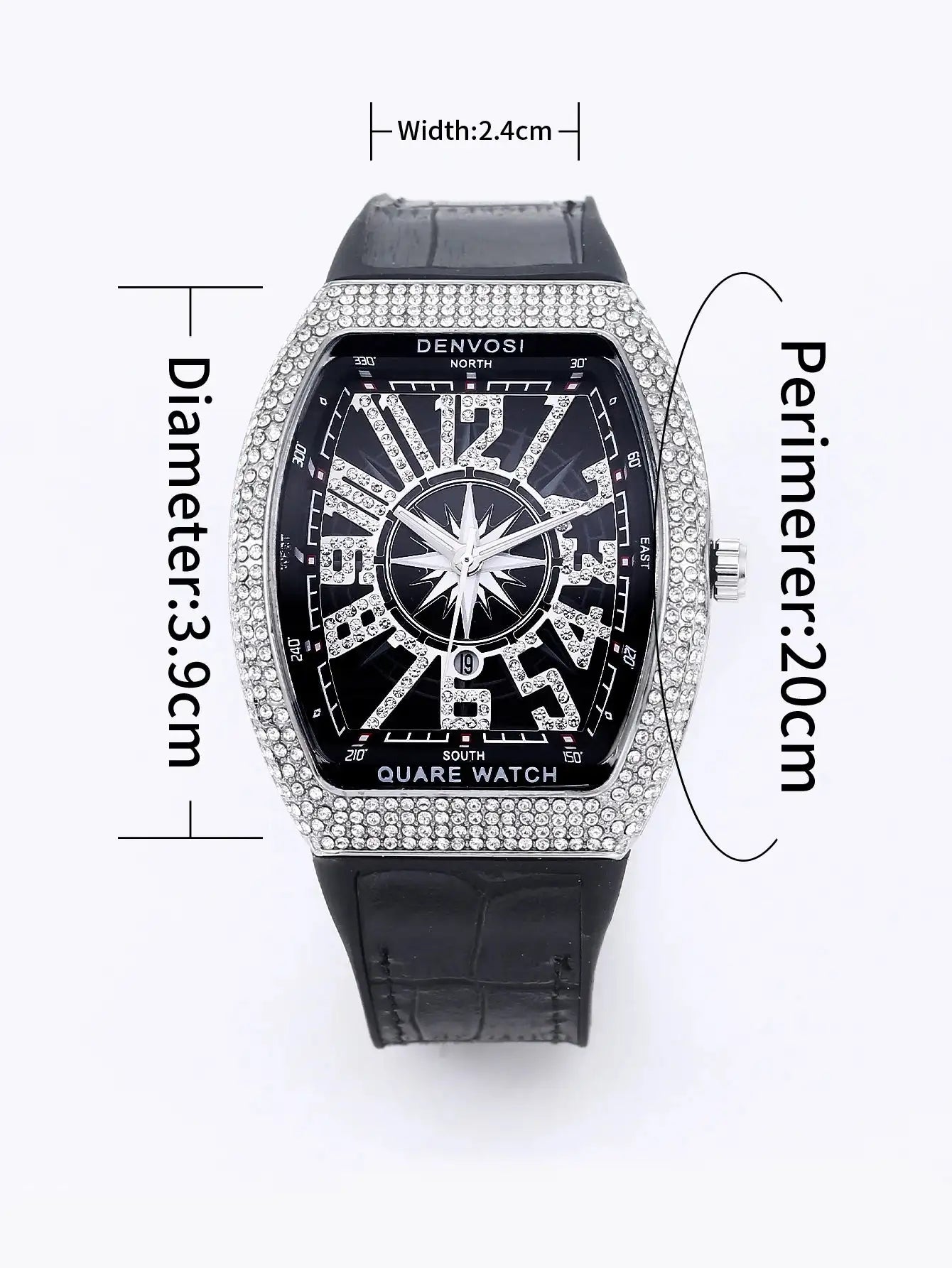 Luxury Diamond wristwatch for women Fasion and elegant quartz watch with silicone watchstrap Waterproof luminous Tonneau watch