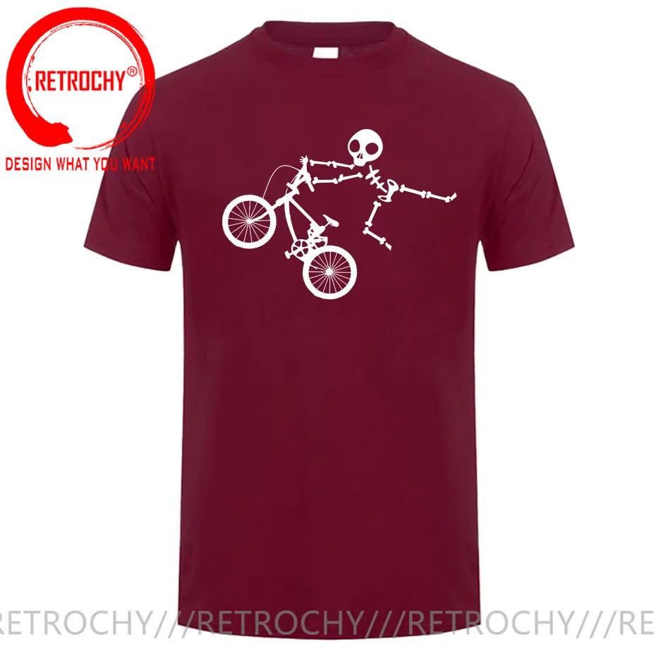 Skeleton Alien BMX Cycle Bike T-Shirt Custom Short Sleeve MTB Skull Biker TShirt Funny Fall O Neck Cotton T Shirt for Men - Lizard Vigilante