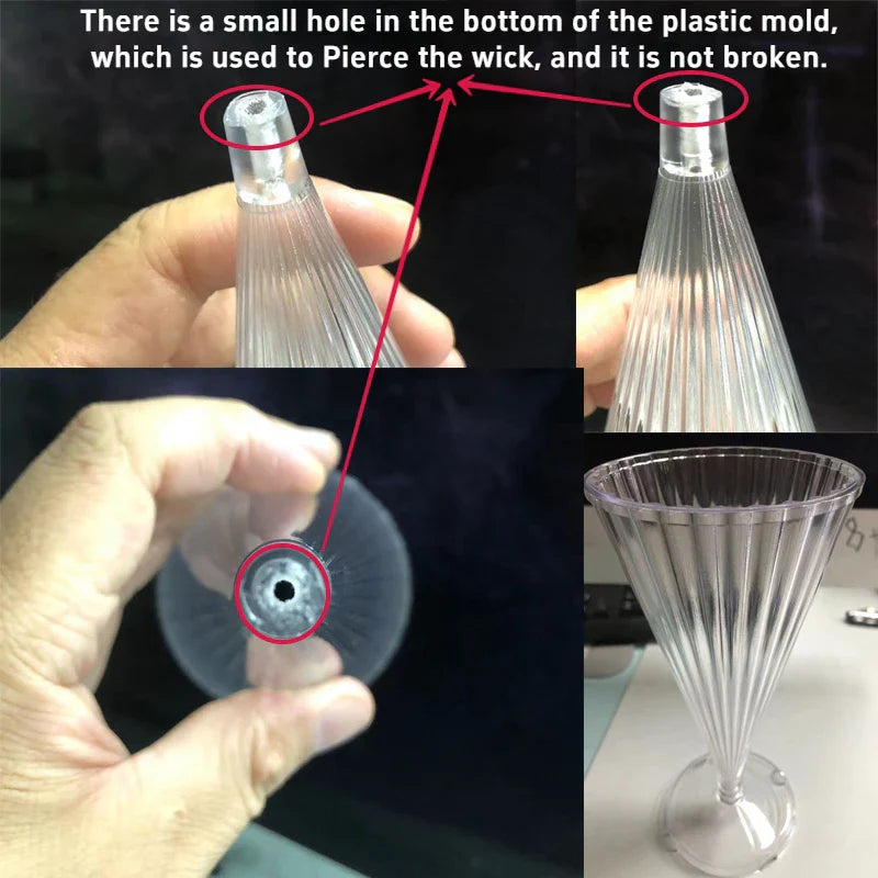 Striped Conical Candle Mold Diy Handmade Aromatherapy Candle Making Tool Home Decor Candle Acrylic Plastic Molds