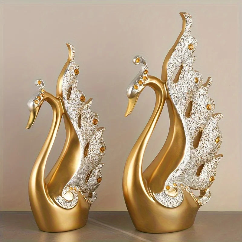 2 pieces/set of modern swan high-end crafts statue decoration, living room wine cabinet, Christmas decorations