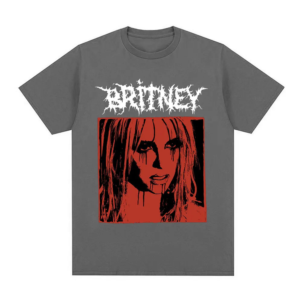 Britney Spears Metal Rock Graphic T-shirt Men Women Fashion Hip Hop T Shirts Harajuku Vintage Short Sleeve Tee Shirt Oversized - Lizard Vigilante