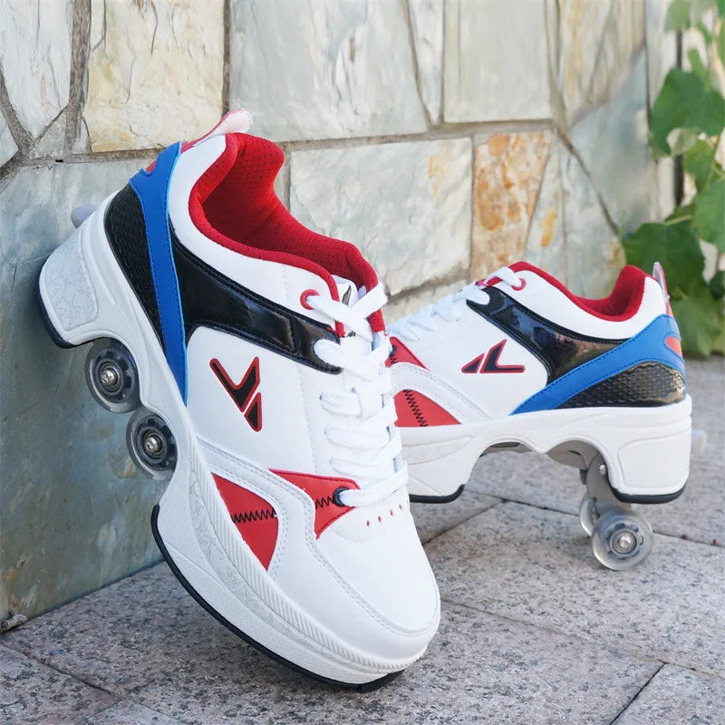 Kids Four-Wheel Roller Skate Shoes Casual Deformation Parkour Sneakers Skates Adult Stage personalized Sport Roller Skate Shoes - Premium  from Lizard Vigilante - Just $128.99! Shop now at Lizard Vigilante