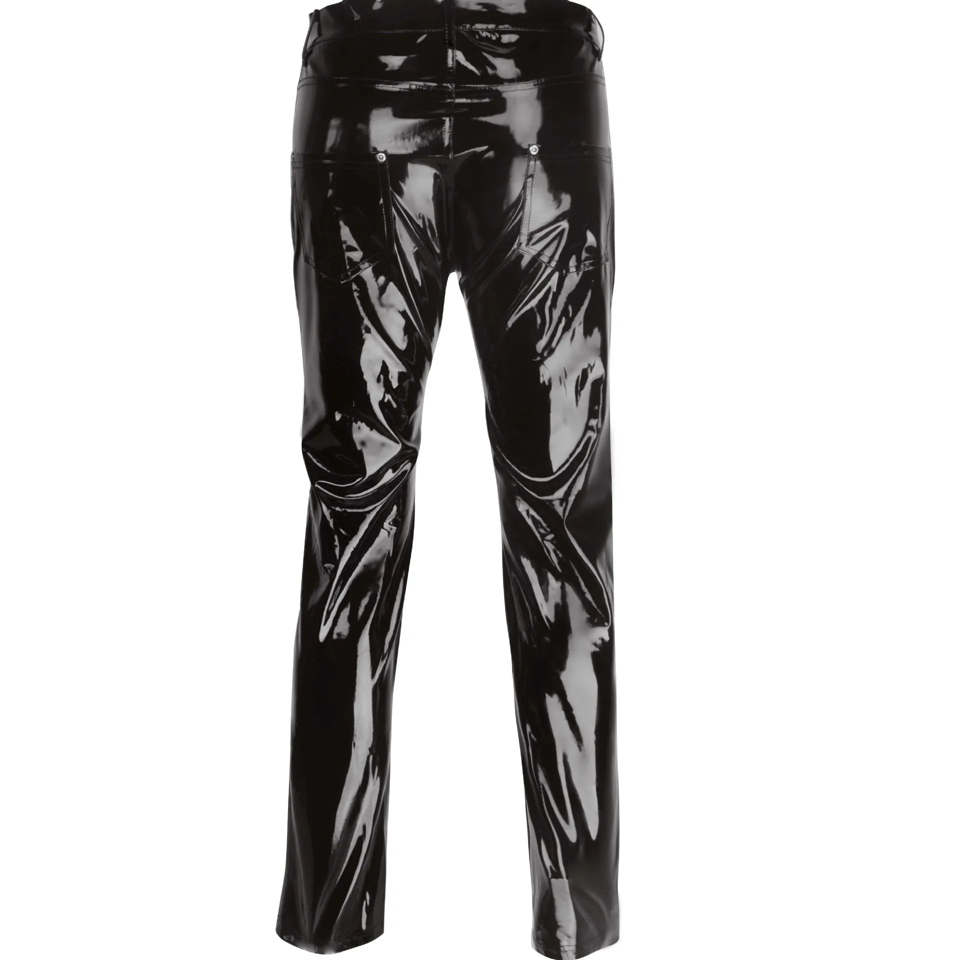 Men's Highlight Stick Patent Leather Trousers – Slim Fit Pencil Pants for Stage, Photography, and High-Impact Fashion - Premium pants from Lizard Vigilante - Just $27.99! Shop now at Lizard Vigilante