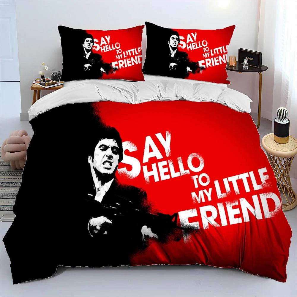 Scarface 1983 Movie Tony 3D Printing Comforter Bedding Set,Duvet Cover Bed Set Quilt Cover Pillowcase,King Queen Size Bedding Set Kid - Lizard Vigilante