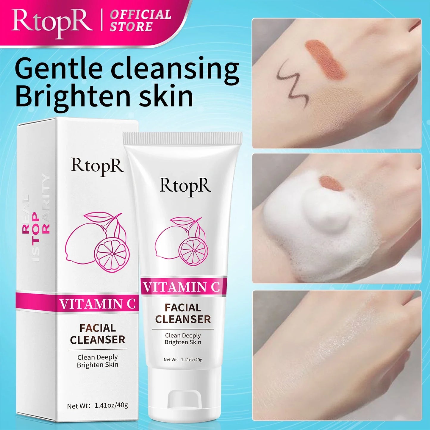 Vitamin C Face Cleanser Deep Cleansing Acne Oil Control Cleans Pores Whitening Skin Cleanses Cuticle Skin Care Face Cleansing