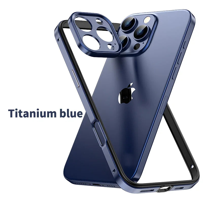 Hybrid Metal Shield iPhone Case with Camera Protection and Heat-Dissipating Silicone Frame – For iPhone 12 13 14 15 16 Pro Max