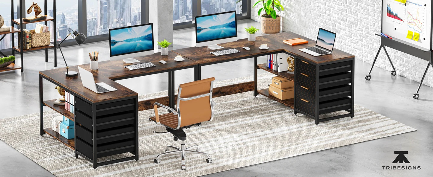 Tribesigns 59" Reversible L-Shaped Computer Desk with Storage Drawers & Shelves – Spacious Corner Office Desk for Home & Workspace - Premium desk from Lizard Vigilante - Just $244.88! Shop now at Lizard Vigilante