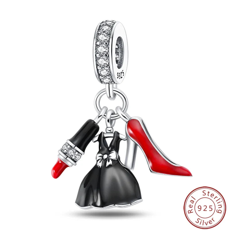 S925 Sterling Silver Princess Golf Hamster Camera Travel Three Piece Set Charms Beads 3mm DIY Fine Jewelry Making