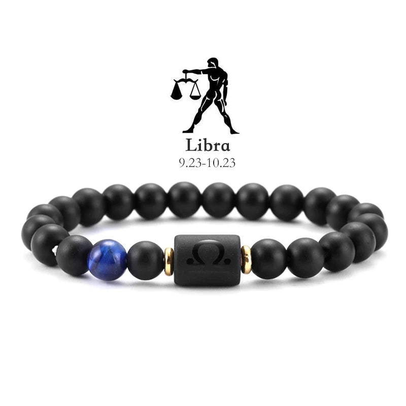 Zodiac Signs Natural Stone Bracelets Taurus Cancer Virgo Pisces Bracelets Ladies Men Couples Friendship Jewelry Gift Bracelet - Premium bracelet from Lizard Vigilante - Just $22.99! Shop now at Lizard Vigilante