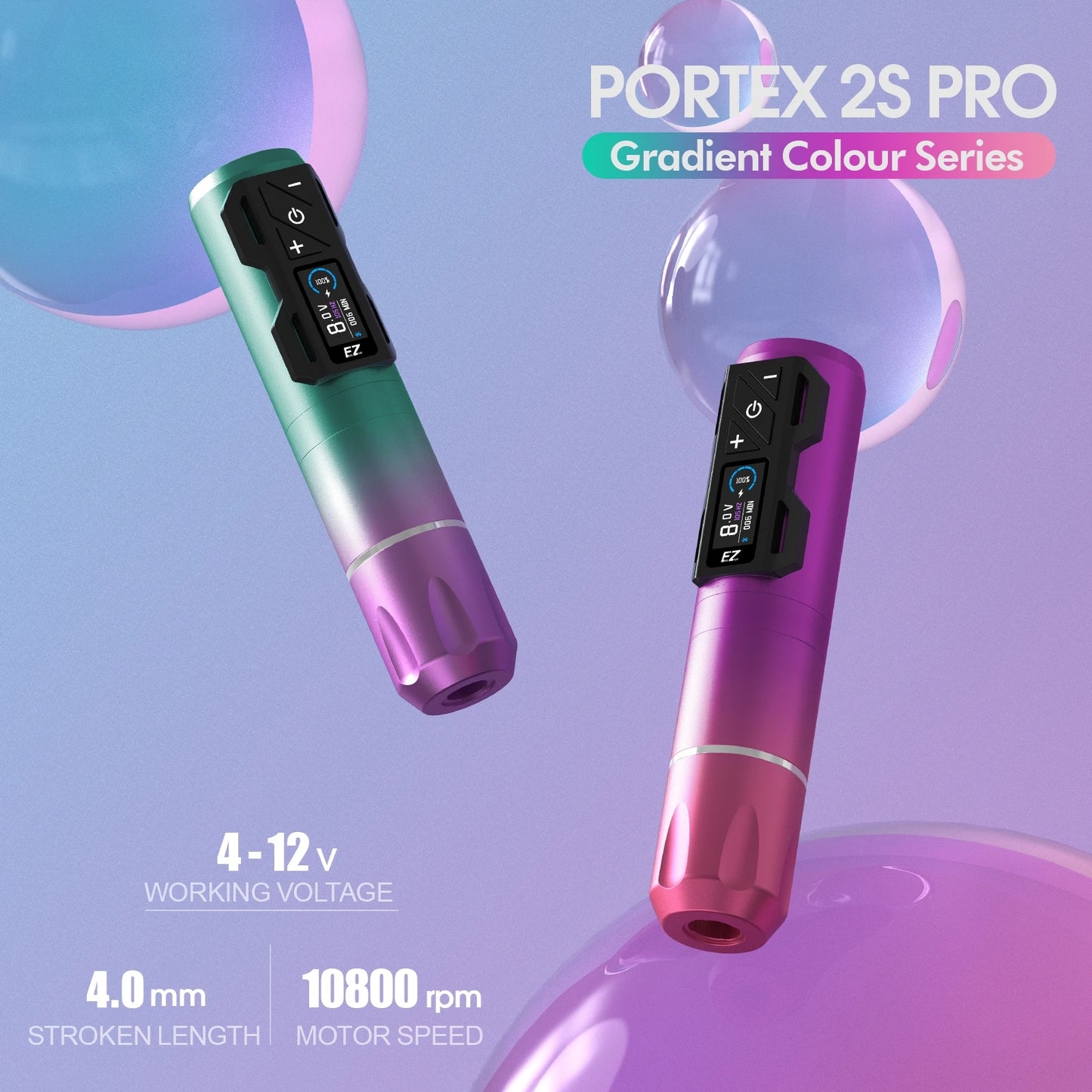 EZ Portex 2S Warpaint Kit — Wireless Tattoo Pen With OLED Power Pack & 50 EZ Cartridges (Brushless Swiss Fury)