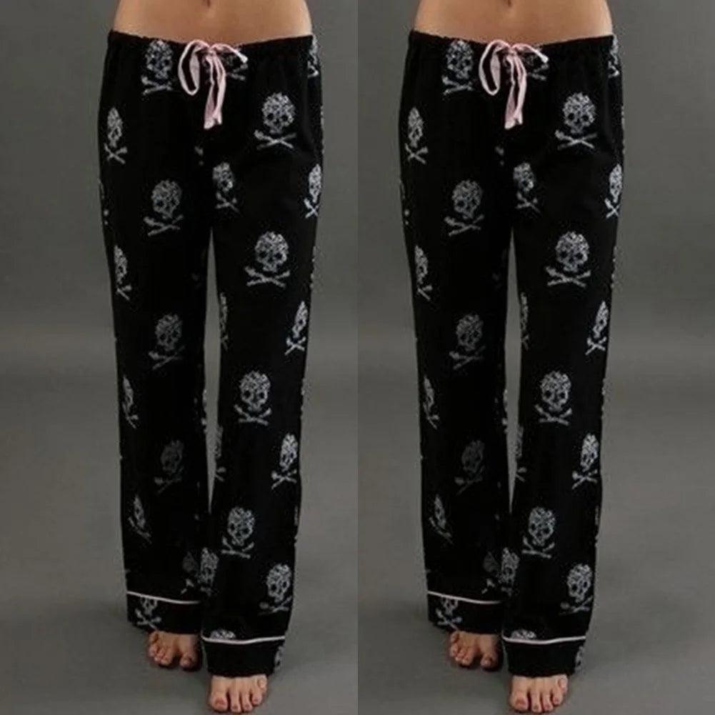 Summer Women Pants Palazzo High Waist Trousers Skull Printed Pajama At Home Casual Palazzo Leggings Trouser Wide Leg Long Pants - Lizard Vigilante