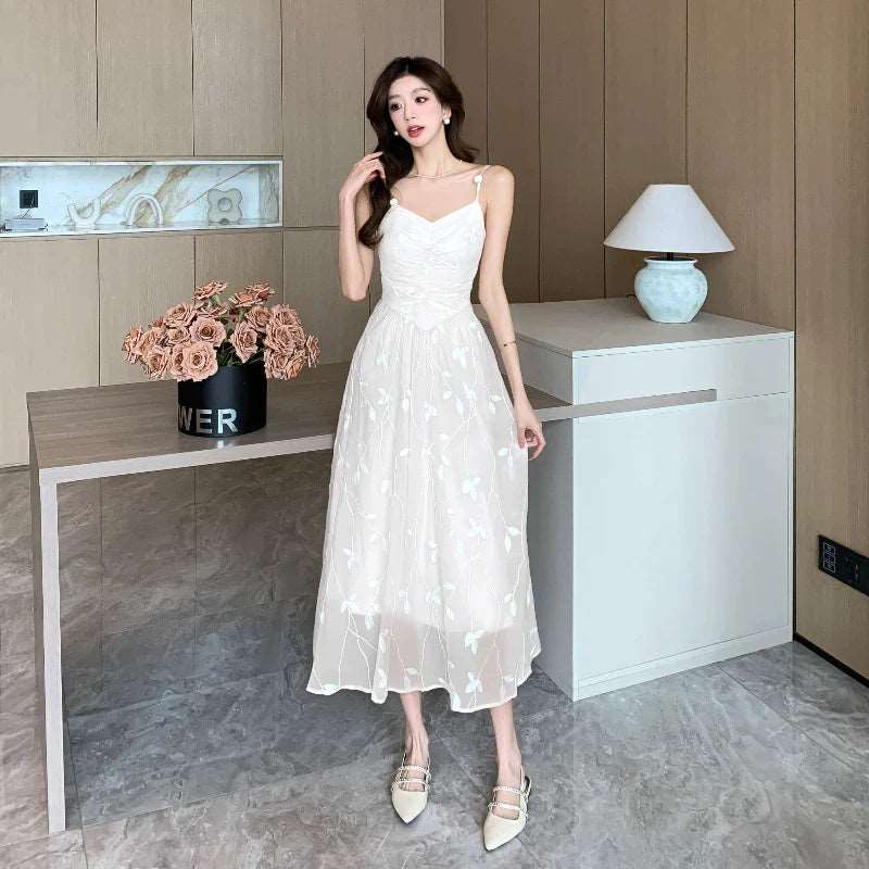 2024 Summer Ladies Elegant Prinrt Halter Mid-length Dress Backless Sleeveless Off Shoulder Dresses Female Party Club Vestidos - Lizard Vigilante