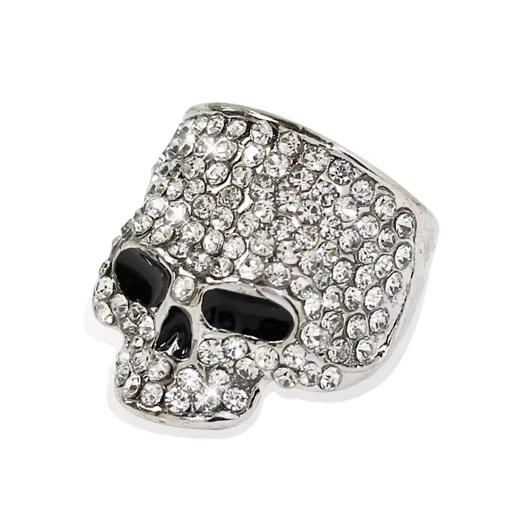 FishSheep Men's Punk Hip-Hop Austrian Crystal Skull Ring | Rhinestone Biker Ring | Fashionable Skeleton Jewelry for Rock Style and Parties - Premium ring from Lizard Vigilante - Just $19.87! Shop now at Lizard Vigilante