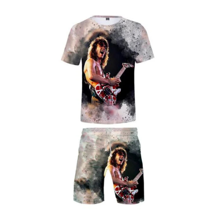 Eddie Van Halen T-Shirt & Shorts 2pc Set 3D Print Summer Short Sleeve and Beach Shorts Casual Sportswear - Premium  from Lizard Vigilante - Just $39.79! Shop now at Lizard Vigilante