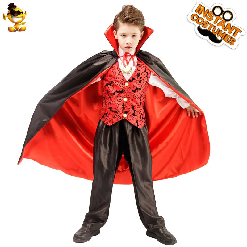 Halloween Children Cosplay Vampire Costume Horror Holiday Party Carnival Funny Clothes Boy Black Stage Costume Cloak Suit - Premium Cosplay Costumes from Lizard Vigilante - Just $29.88! Shop now at Lizard Vigilante