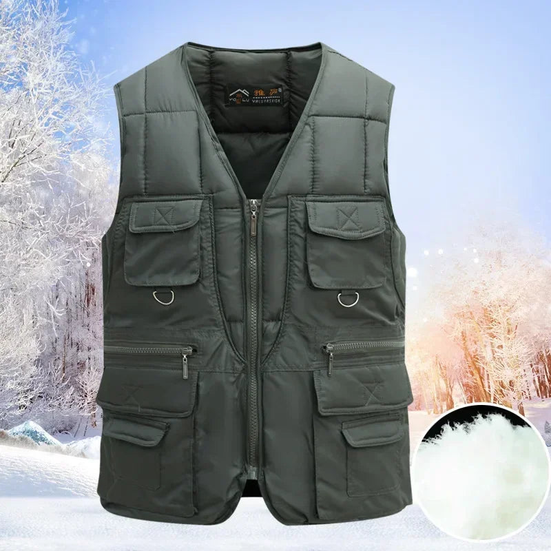 Classic Multi-Pocket Men's Padded Vest - Winter Warm Tactical Jacket - Premium vest from Lizard Vigilante - Just $23.88! Shop now at Lizard Vigilante