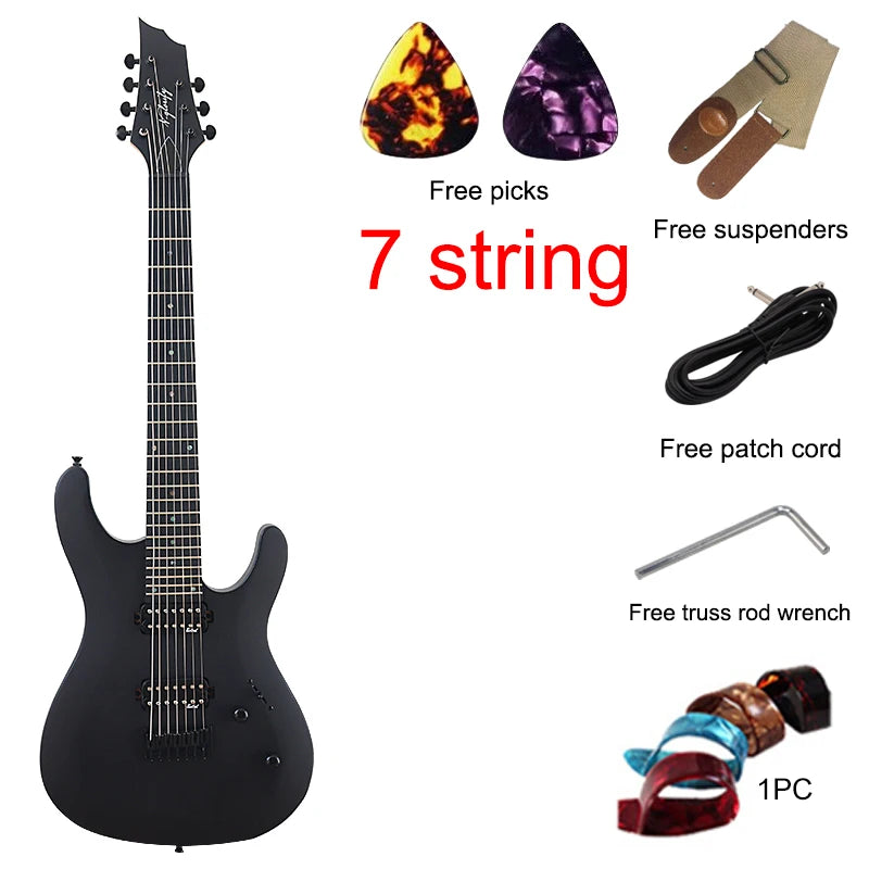 V-Glorify High Grade 7 Strings Electric Guitar Tree Burl Skin Natural Color Solid Okoume Body - Premium guitar from Lizard Vigilante - Just $344.88! Shop now at Lizard Vigilante