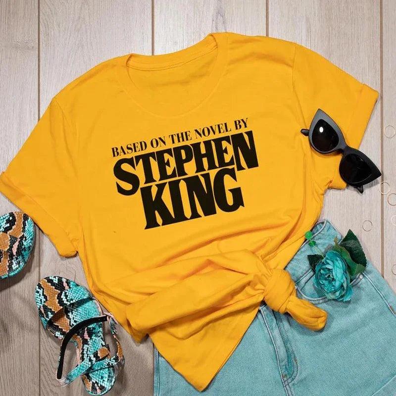 Based on A Novel By Stephen King T Shirt Women Harajuku Retro Clothing Horror T-Shirt Funny Letter Print Cotton Tee - Lizard Vigilante