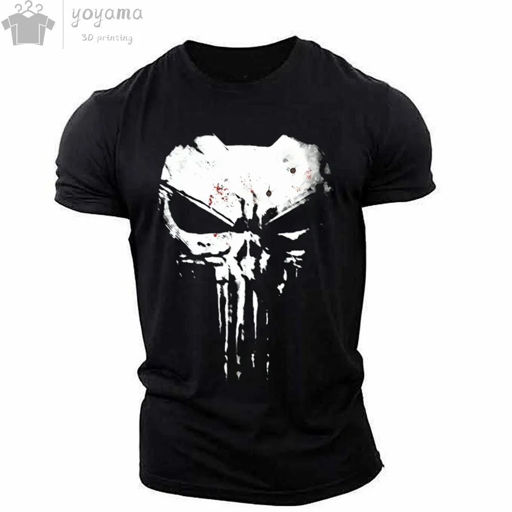 Men's T Shirt 3d Print Military Patriotic Skull O-Neck T Shirt Oversized T-Shirt Short-Sleeved Tee Sportswear Men's Clothing Top - Premium t-shirt from Lizard Vigilante - Just $23.88! Shop now at Lizard Vigilante