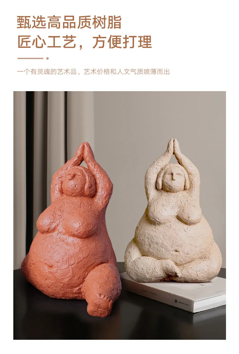 Abstract Body Sculpture Resin Handicraft Fat Woman Yoga Statue Irregular Hand-made Clay Sculptures Home Decoration Accessories