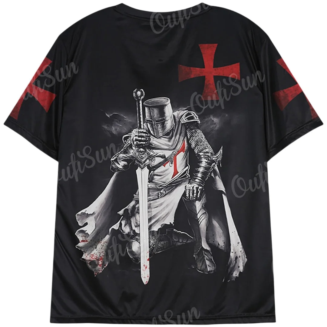 Vintage Men's T-shirts Knights Templar Print T Shirts For Men Summer Oversized Tops Short Sleeve Tees Casual O-Neck Men Clothing - Premium t-shirt from Lizard Vigilante - Just $22.99! Shop now at Lizard Vigilante