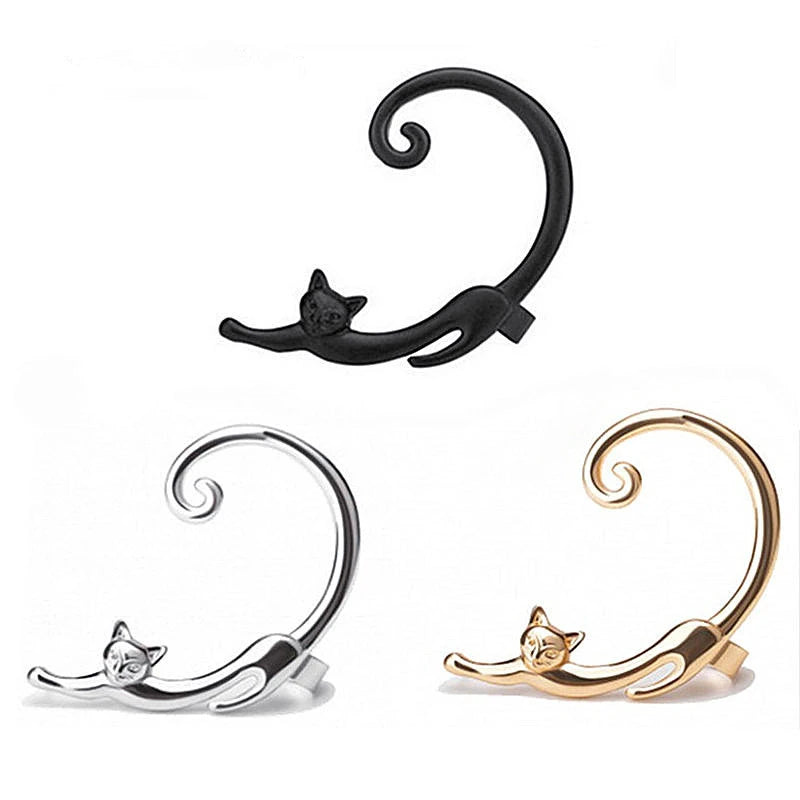 New Fashion Rhinestone Ear Cuff Earring luxury Rose Gold Color Exaggerated Gecko Lizards Earrings Elegant Metal Cat Ear Clip - Premium earring from Lizard Vigilante - Just $13.79! Shop now at Lizard Vigilante