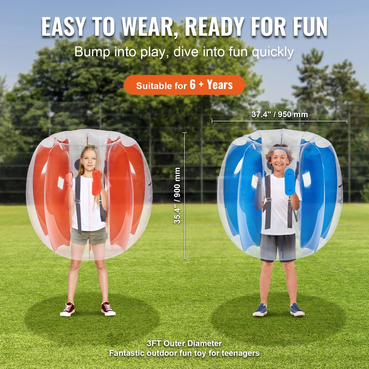 VEVOR Impact Sumo Spheres | 2-Pack Inflatable Zorb Bumper Balls | High-Energy Human Hamster Bubbles for Kids & Teens - Premium balls from Lizard Vigilante - Just $37.99! Shop now at Lizard Vigilante