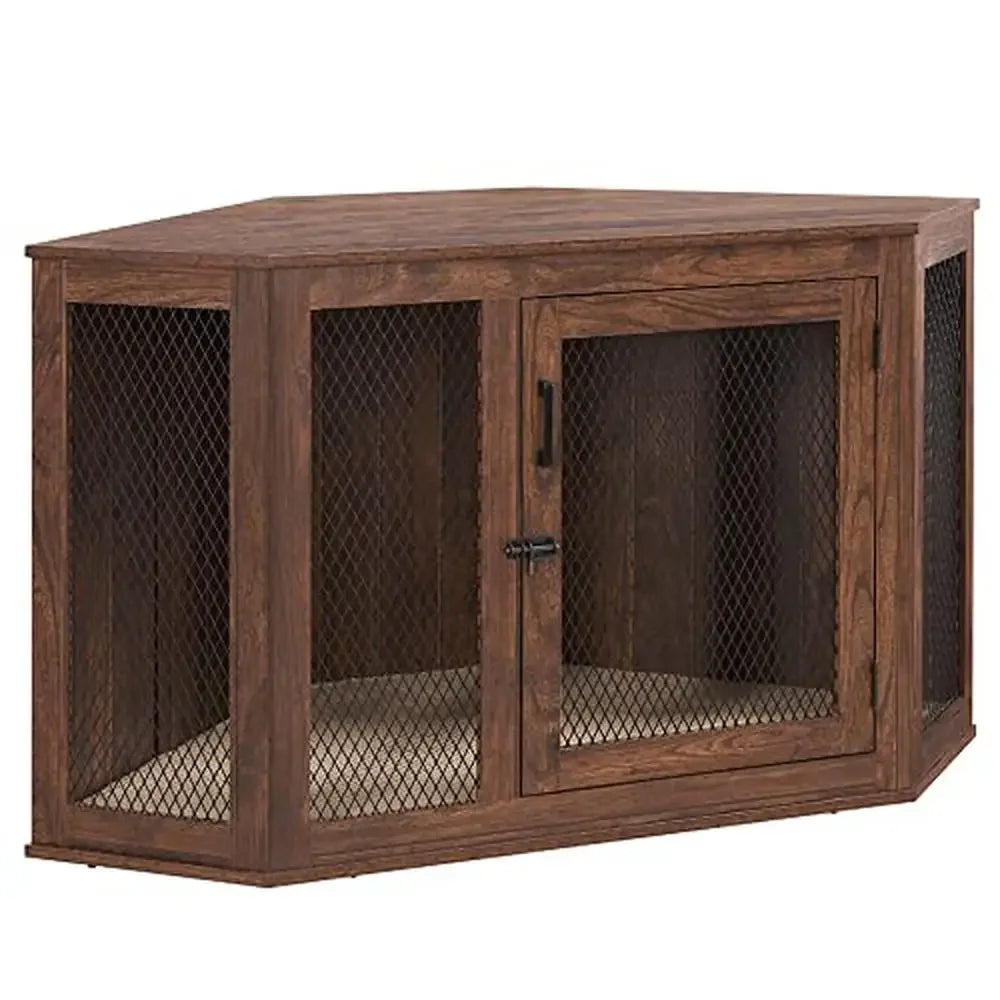 Corner Dog Crate Medium Large Dogs Indoor Space Saving Kennel TV Stand Decorative Pet House Dual-Purpose Furniture Comfortable - Premium  from Lizard Vigilante - Just $510.99! Shop now at Lizard Vigilante