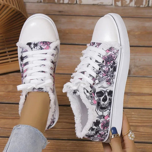 Skull Bat Pattern Vulcanized Shoes | Edgy and Stylish - Premium shoes from Lizard Vigilante - Just $39.99! Shop now at Lizard Vigilante