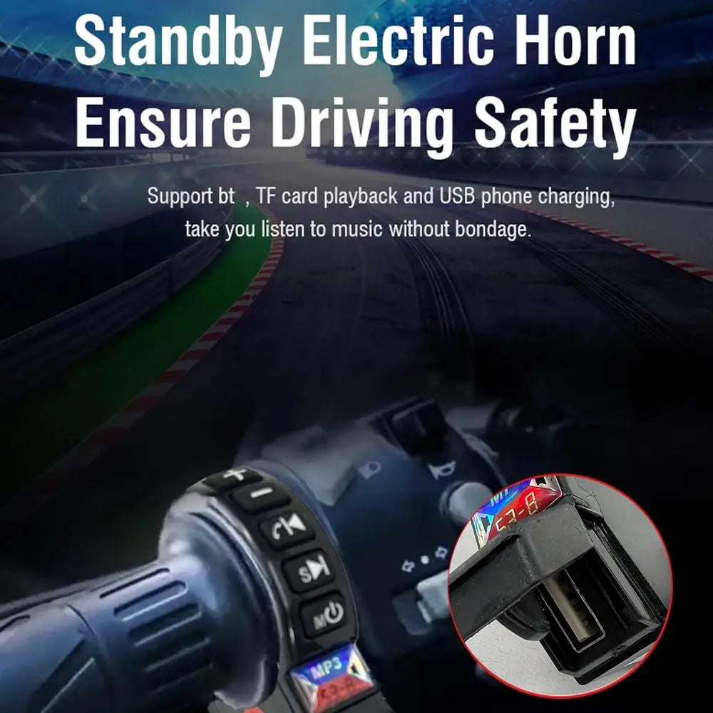 Motorcycle Bluetooth Speaker 12-80V Universal Hifi Sound Motorcycle Stereo Weatherproof Audio Amp System Handlebar Speaker