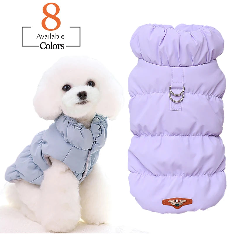 Padded Puppy & Cat Clothes with D-Rings – Winter Warm Dog Jacket for Small Dogs - Premium pet coat from Lizard Vigilante - Just $21.88! Shop now at Lizard Vigilante