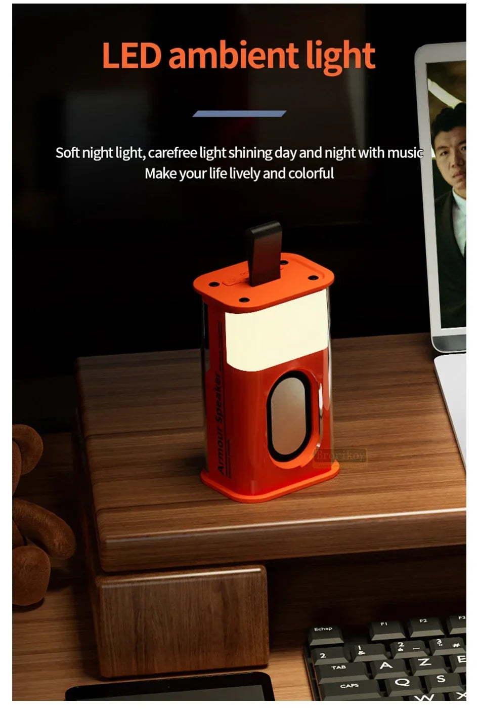 Bluetooth Speaker K08 LED Flashing Soundbar Portable Outdoor Indoor Subwoofer Loudspeaker Support TF Card FM Radio Waterproof