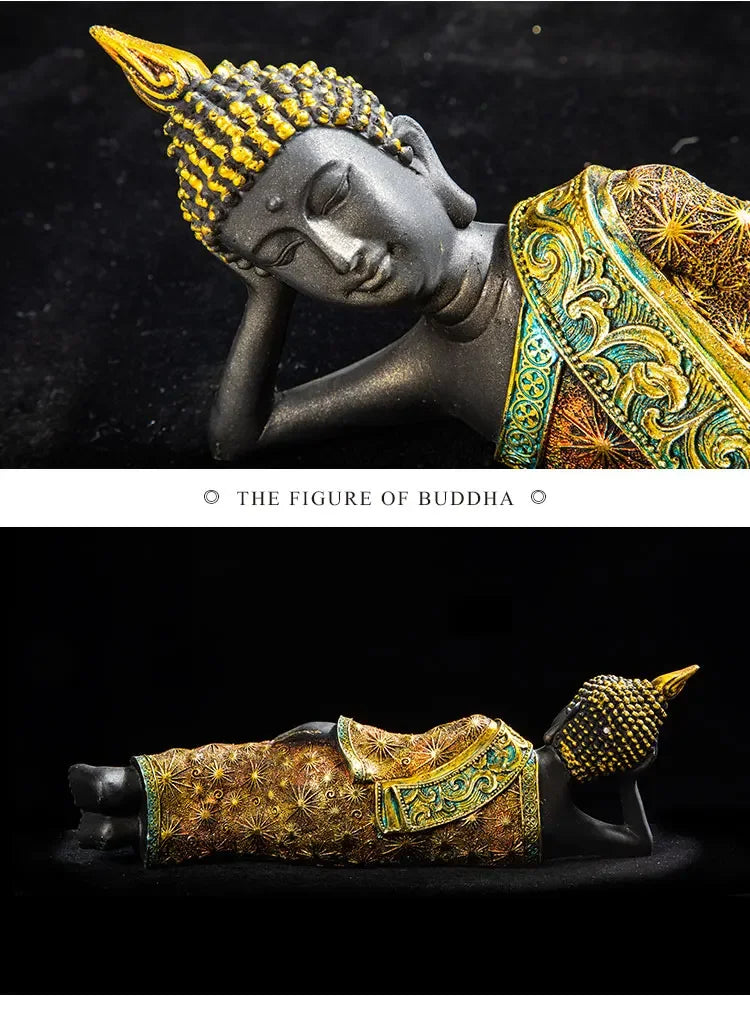 Large Buddha Statue Thailand Buda Buddha Sculpture Green Resin Handmade Buddhism Hindu Fengshui Figurine Meditation Home Decor