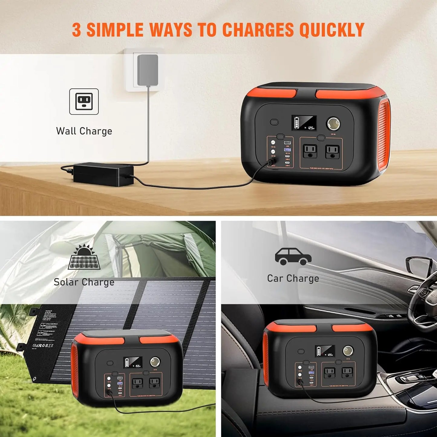 ⚡ SinKeu VoltRaid Portable Power Station — 600W / 300W / 200W / 120W Solar Generator Bank for Camping, Travel, RV & Chaos Survival